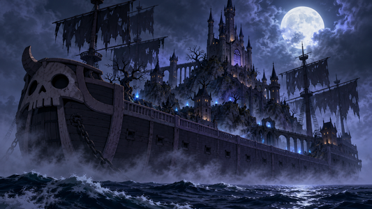 The haunted island ship and gothic fortress of the Thriller Bark Pirates