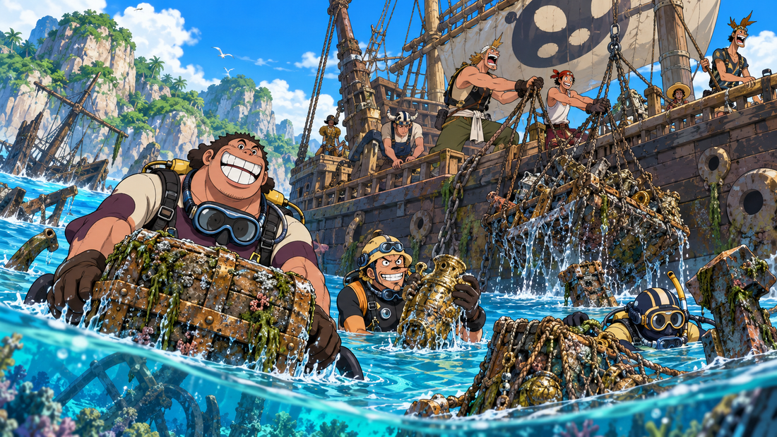 Masira Pirates recovering treasure and wreckage from the sea