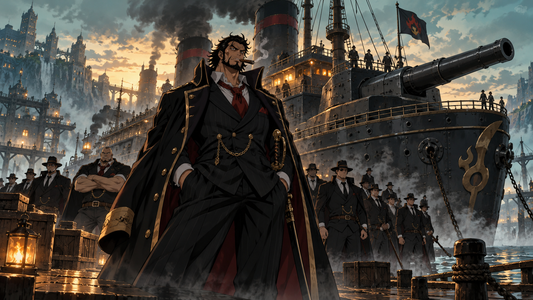 Fire Tank Pirates captain and armored ship in a harbor