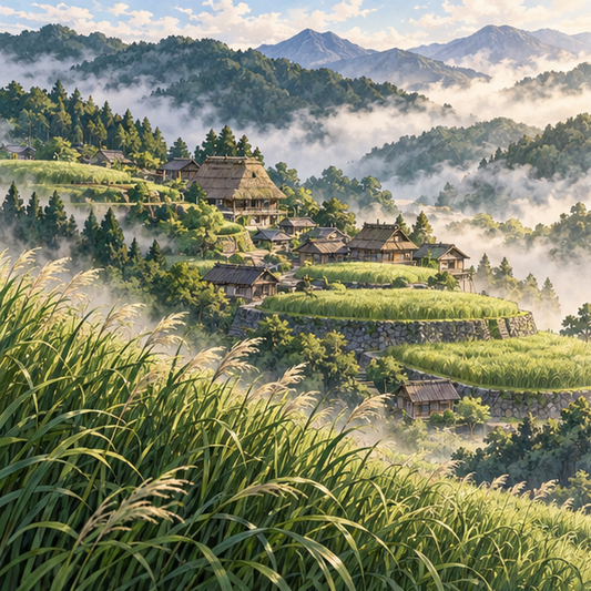 Kusagakure, the Village Hidden in the Grass, nestled in green hills