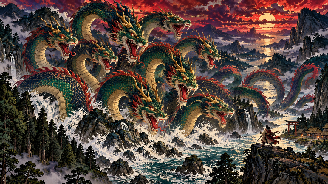 Yamata no Orochi coils through the Hii River valley in ancient Izumo