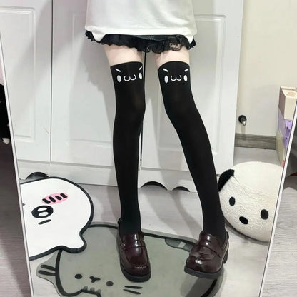 Black Kitty Thigh High Socks