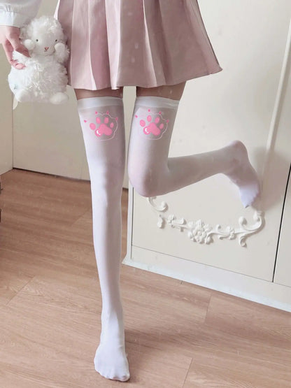 Kawaii Paw Thigh High Socks