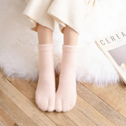 Pink Winter Tabi Socks