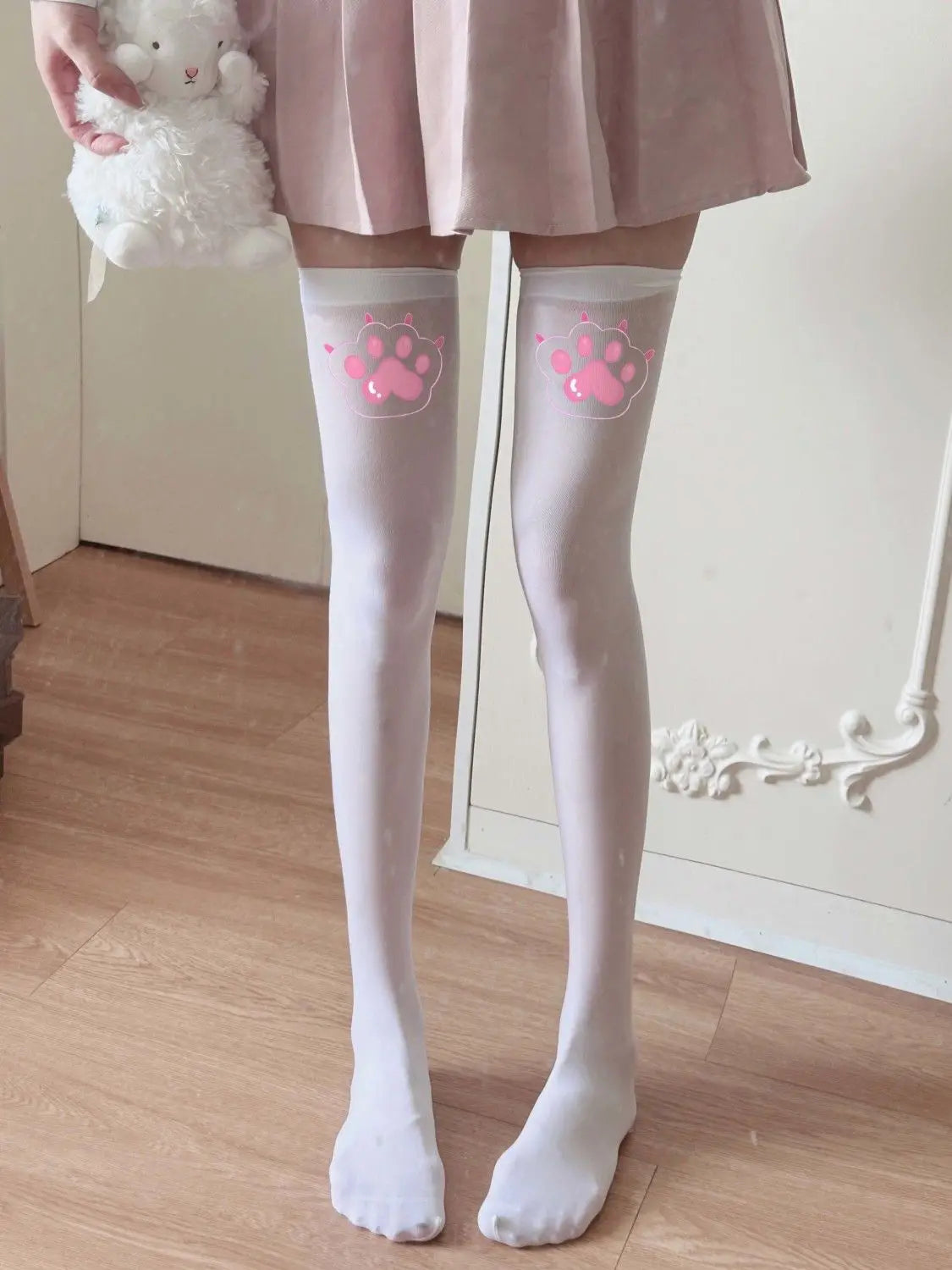 Kawaii Paw Thigh High Socks