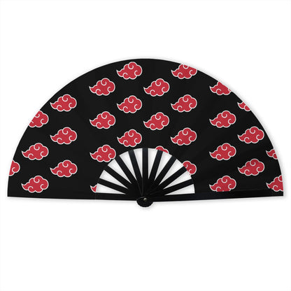 Black folding fan with red Akatsuki cloud pattern