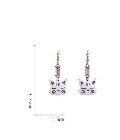 Amethyst Kitsune Fox Earrings