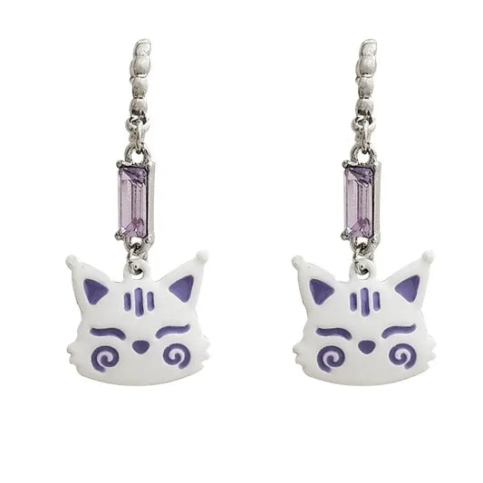 Amethyst Kitsune Fox Earrings