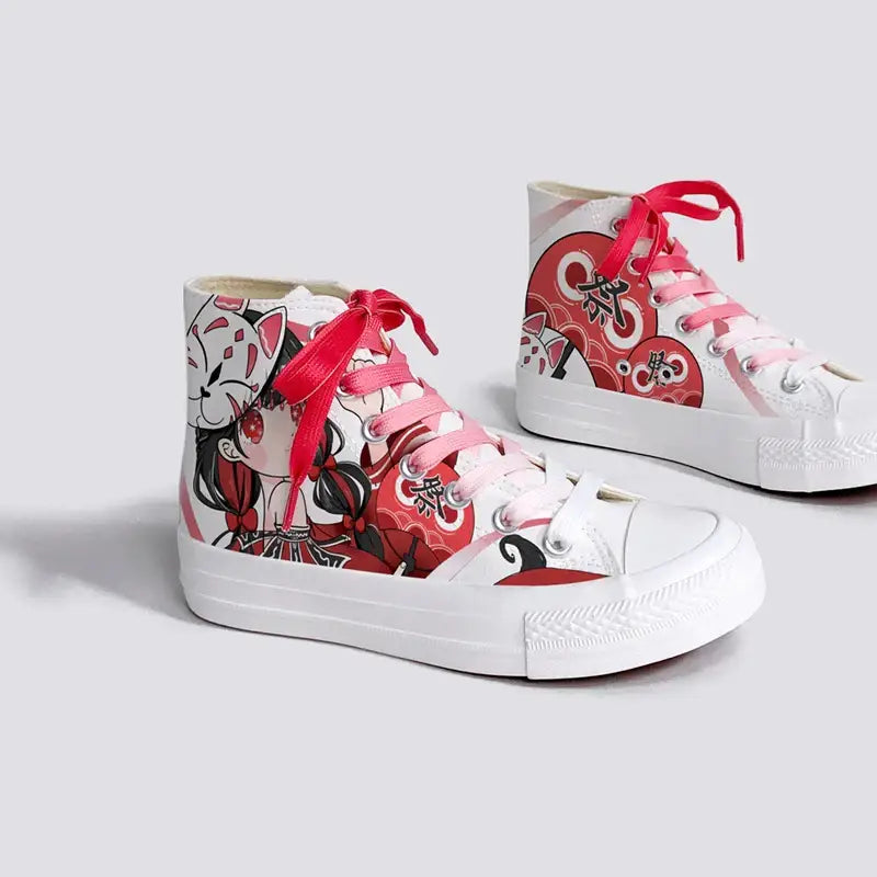 Canvas Fox Girl Anime Shoes