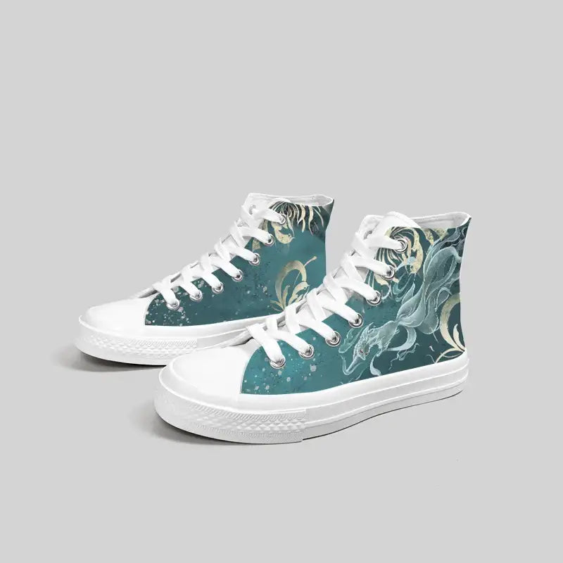 Canvas Kitsune Ghost Anime Shoes