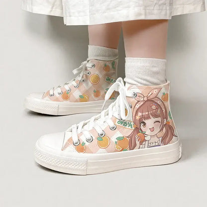 Canvas Kawaii Oranges Anime Shoes