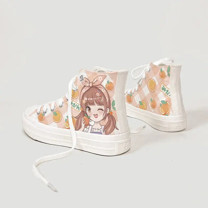 Canvas Kawaii Oranges Anime Shoes