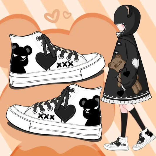 Canvas Dark Kuma Anime Shoes