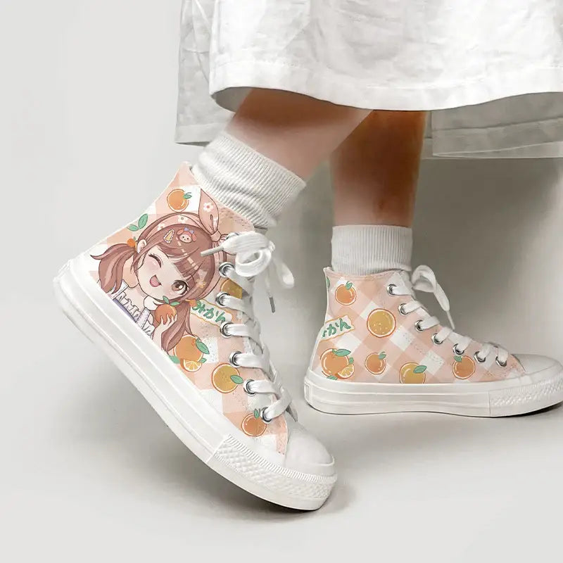 Canvas Kawaii Oranges Anime Shoes