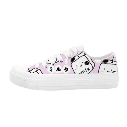 Canvas Kawaii Milk Anime Shoes