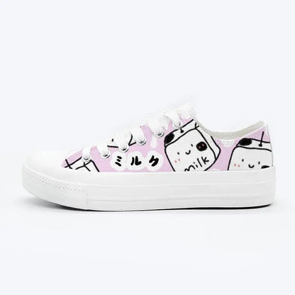 Canvas Kawaii Milk Anime Shoes