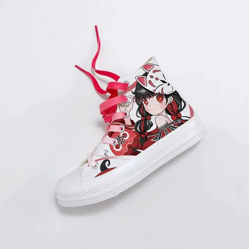 Canvas Fox Girl Anime Shoes