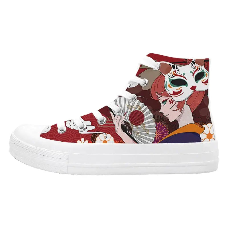 Canvas Mythical Kitsune Anime Shoes