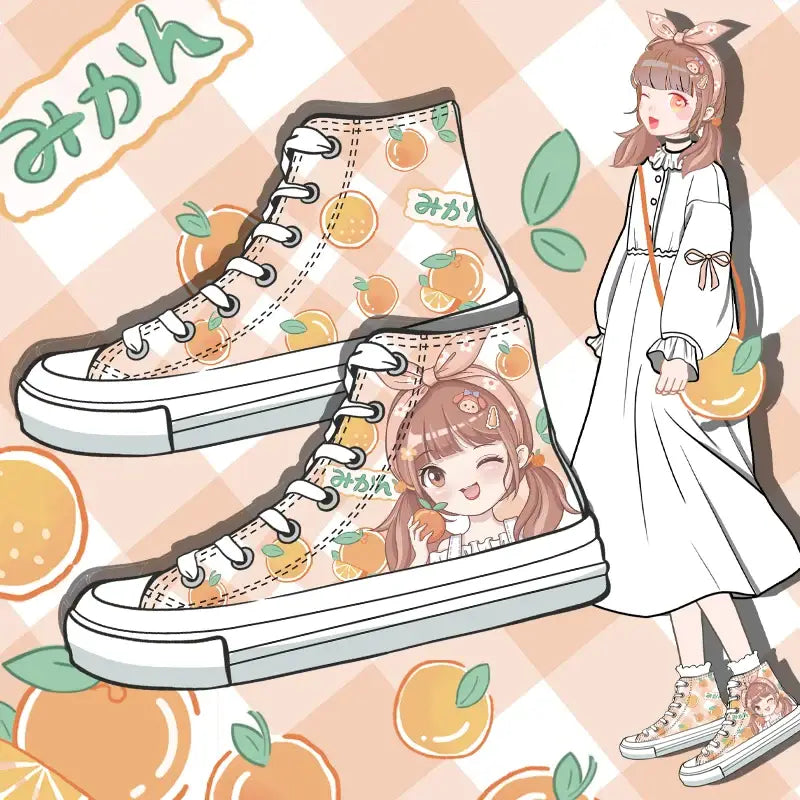 Zapatos de lona Kawaii Naranjas Anime