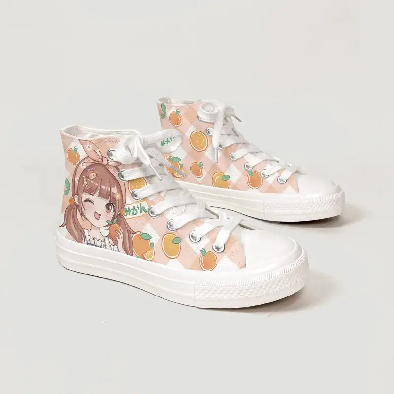 Canvas Kawaii Oranges Anime Shoes