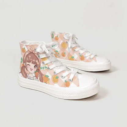 Canvas Kawaii Oranges Anime Shoes