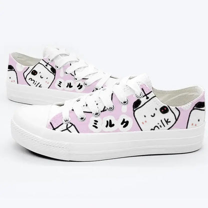 Canvas Kawaii Milk Anime Shoes