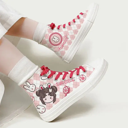 Canvas Sweet Bunnies Anime Shoes