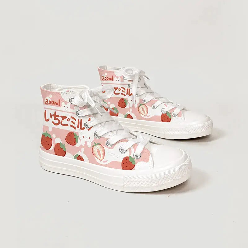 Canvas Kawaii Strawberry Anime Shoes