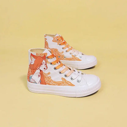 Canvas Kitsune Spirit Anime Shoes