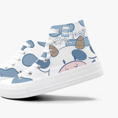 Canvas Kawaii Cow Anime Shoes