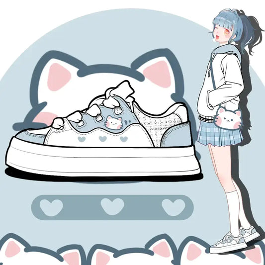 Zapatos de anime Neko azul bebé