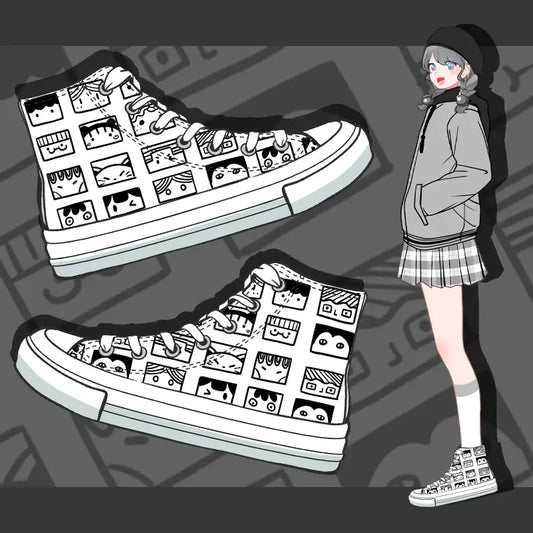 Canvas Manga Eyes Anime Shoes