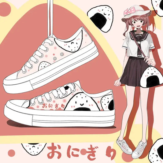Canvas Kawaii Onigiri Anime Shoes