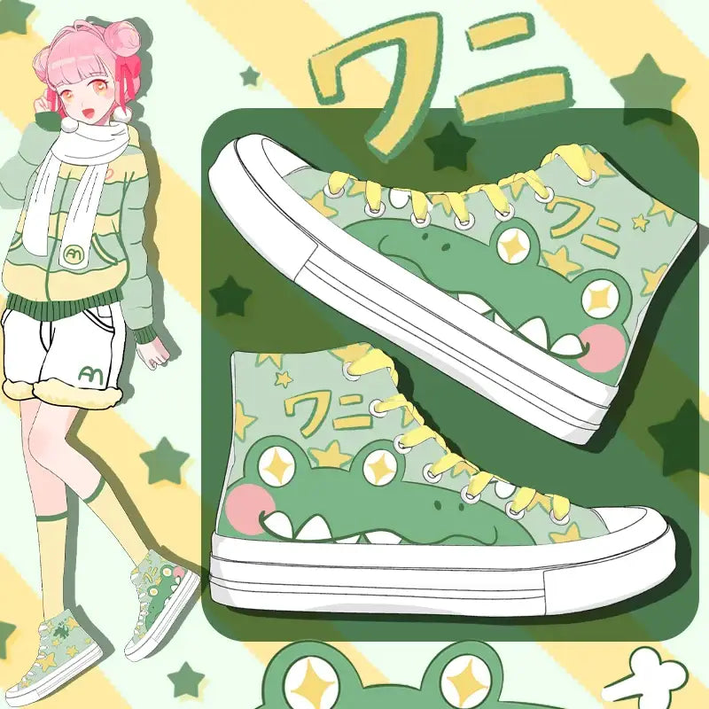 Chaussures en toile Kawaii Crocodile Anime