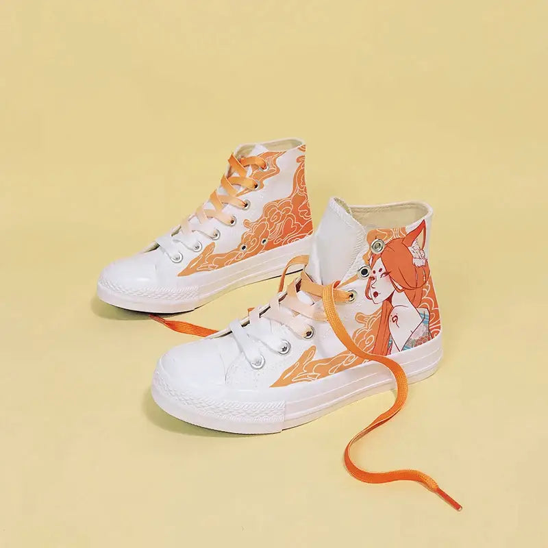 Canvas Kitsune Spirit Anime Shoes