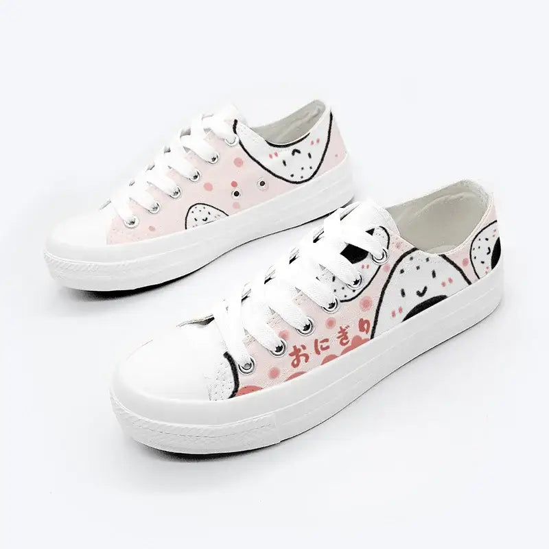 Canvas Kawaii Onigiri Anime Shoes