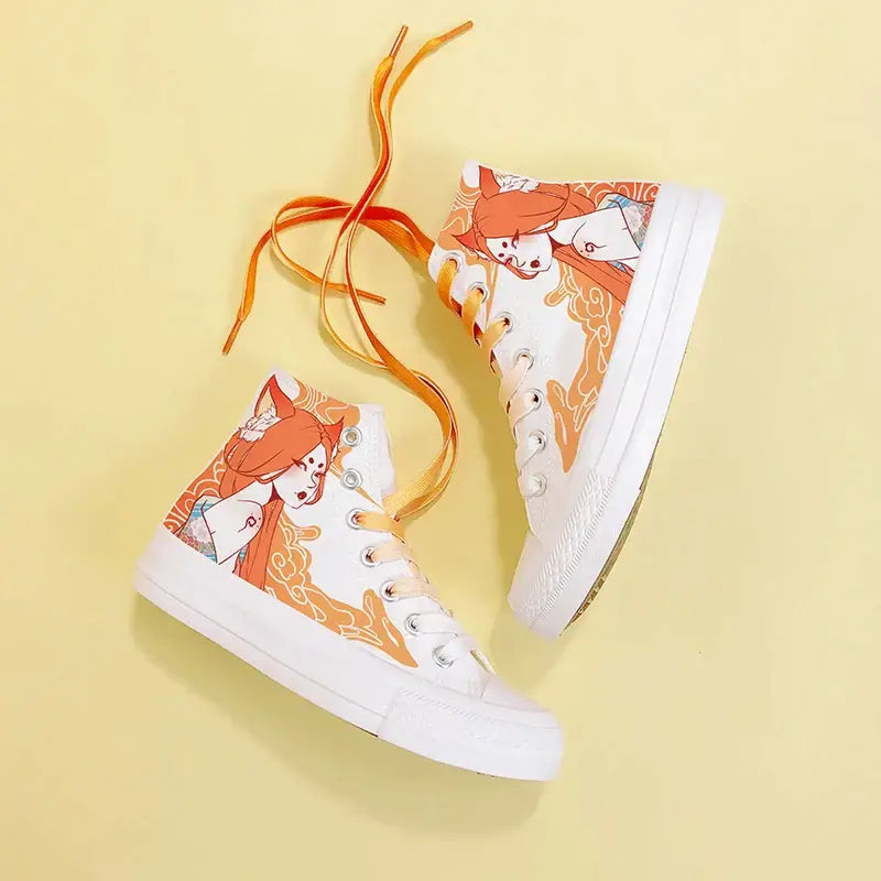 Canvas Kitsune Spirit Anime Shoes