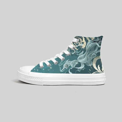 Canvas Kitsune Ghost Anime Shoes