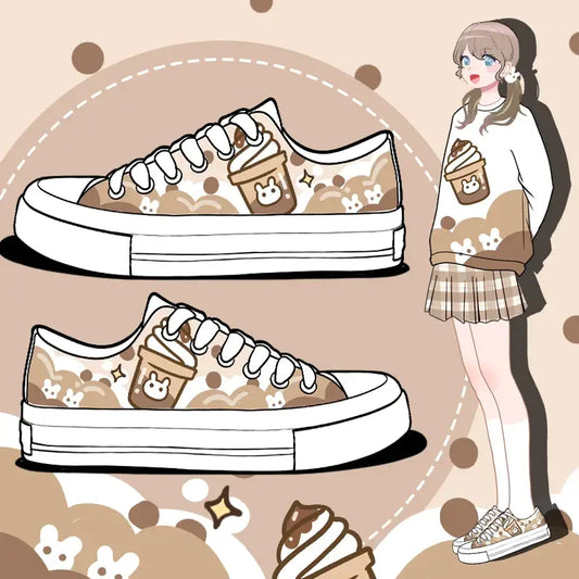 Canvas Boba Bunny Anime Shoes