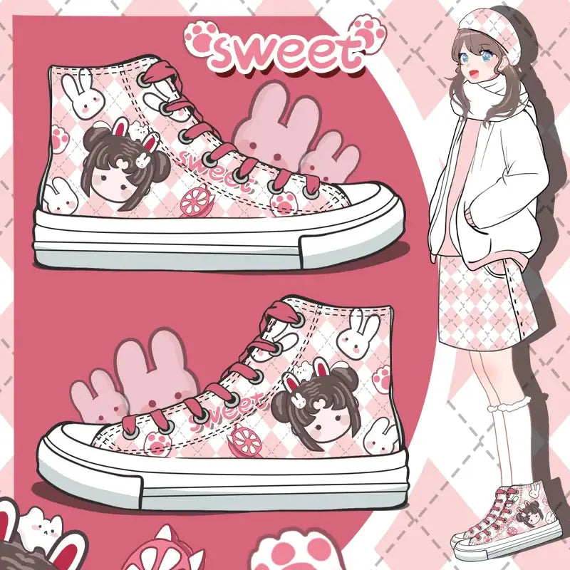 Canvas Sweet Bunnies Anime Shoes