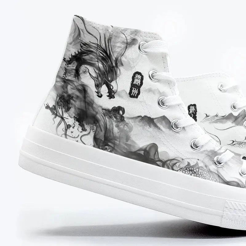 Zapatos de lona con diseño de dragón japonés y anime