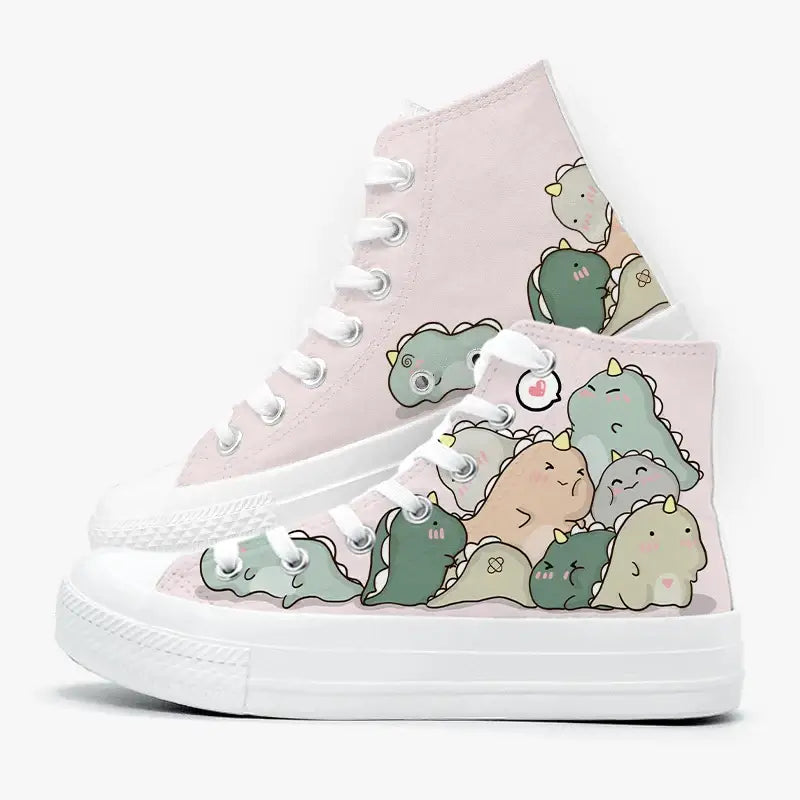 Canvas Kawaii Dinos Anime Shoes