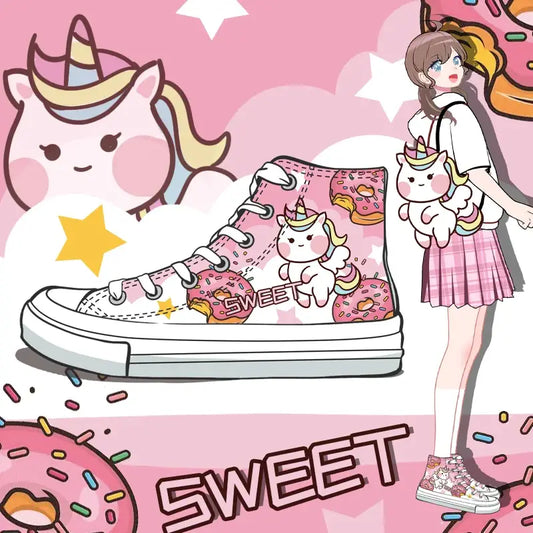 Canvas Sweet Unicorn Anime Shoes