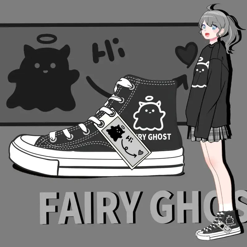 Zapatos de lona de anime fantasma de hadas