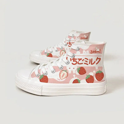 Canvas Kawaii Strawberry Anime Shoes