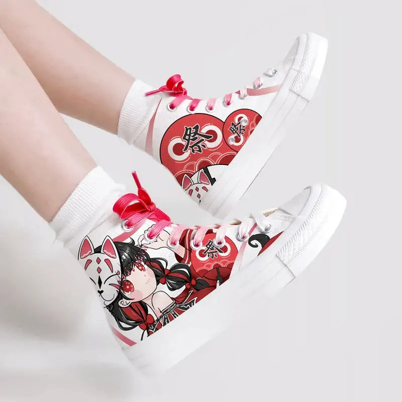 Canvas Fox Girl Anime Shoes