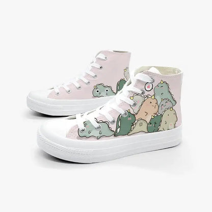 Canvas Kawaii Dinos Anime Shoes