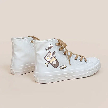 Canvas Milk Tea Kuma Anime Shoes