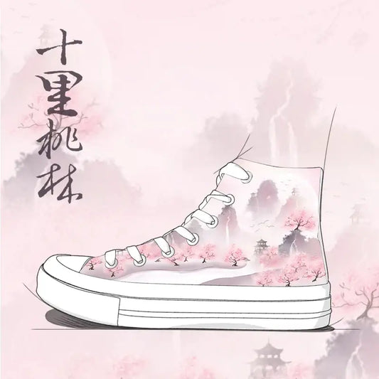 Canvas Sakura Forest Anime Shoes