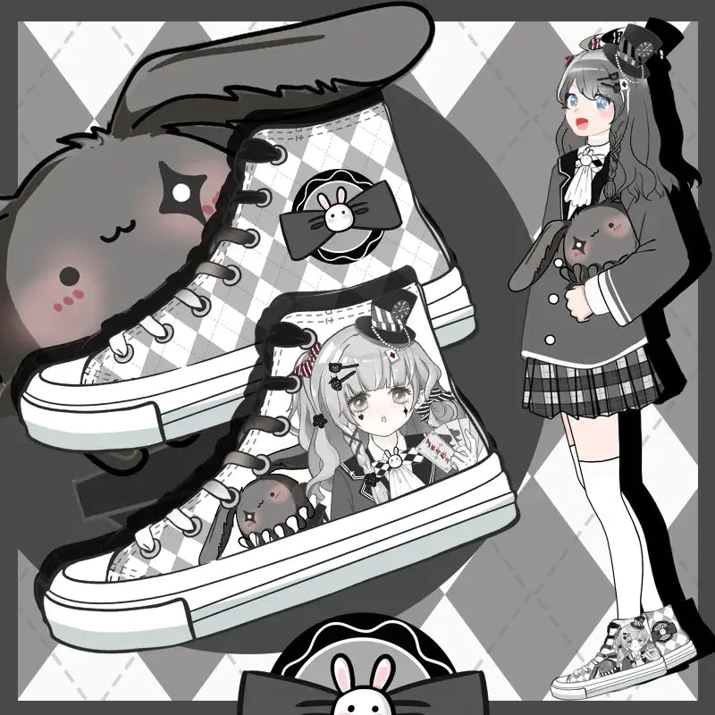 Zapatos de anime de conejita de lona